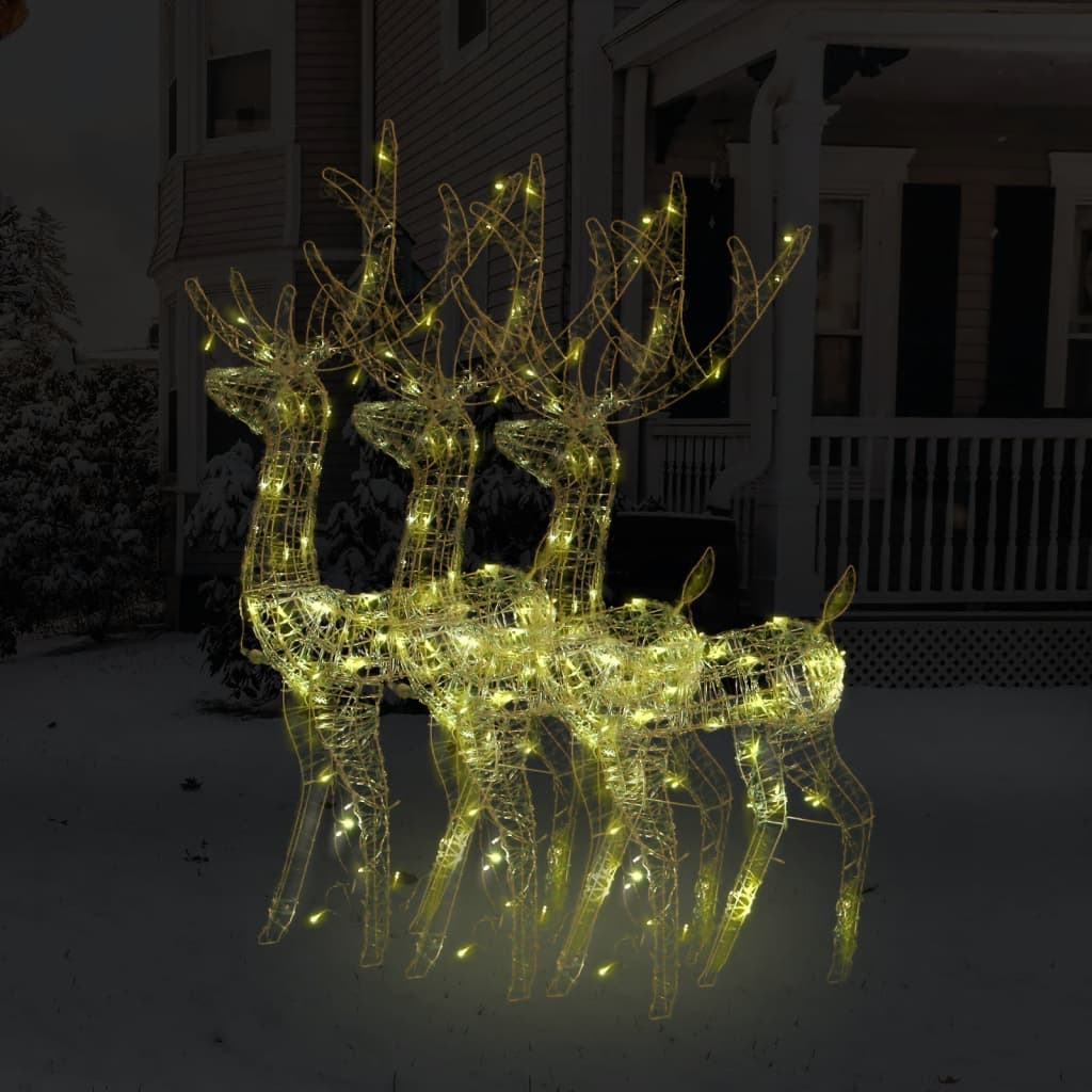 VidaXL Kerstversieringen rendier 3 st 120 cm acryl warmwit