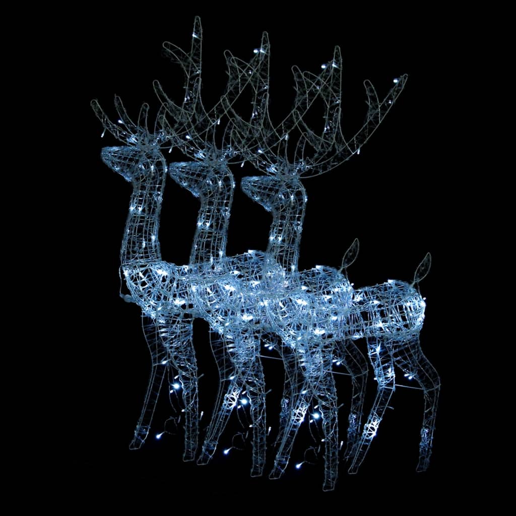 VidaXL Kerstversieringen rendier 3 st 120 cm acryl koudwit
