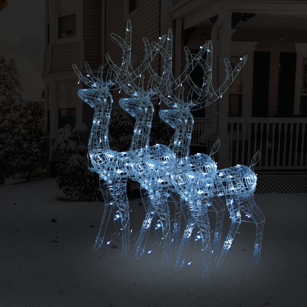VidaXL Kerstversieringen rendier 3 st 120 cm acryl koudwit