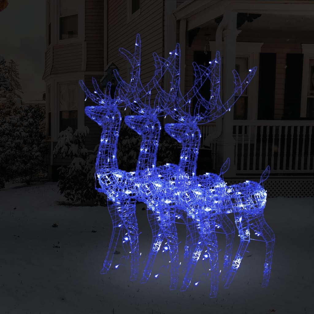 VidaXL Kerstversieringen rendier 3 st 120 cm acryl blauw