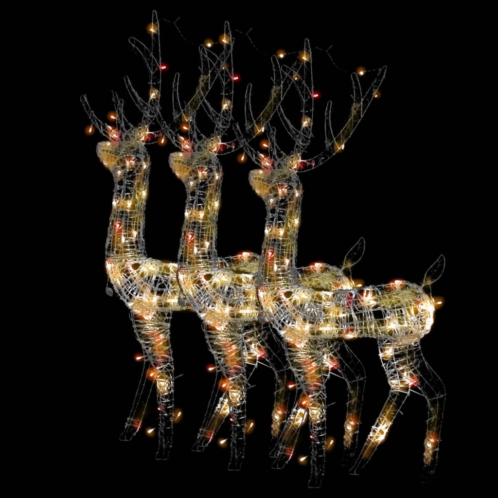 VidaXL Kerstversiering rendier 3 st meerkleurig 120 cm acryl