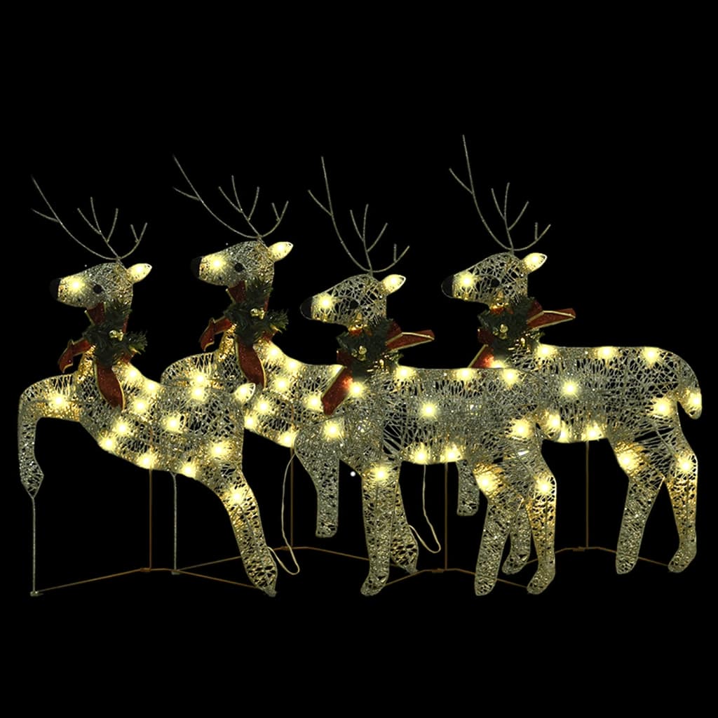 VidaXL Kerstrendieren 4 st 80 LED's goudkleurig