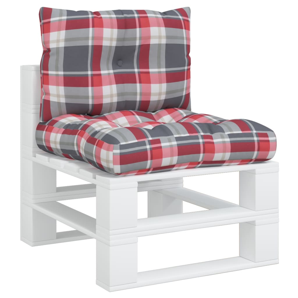 Vidaxl palletkussens 2 st stof ruitpatroon rood