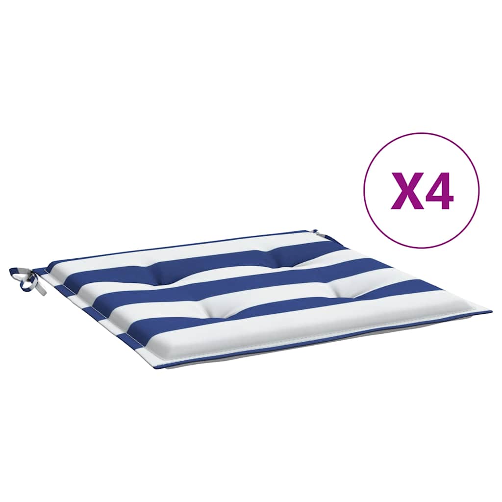 Vidaxl tuinstoelkussens 4 st gestreept 40x40x4 cm stof wit en blauw
