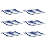 Vidaxl tuinstoelkussens 6 st gestreept 40x40x4 cm stof wit en blauw