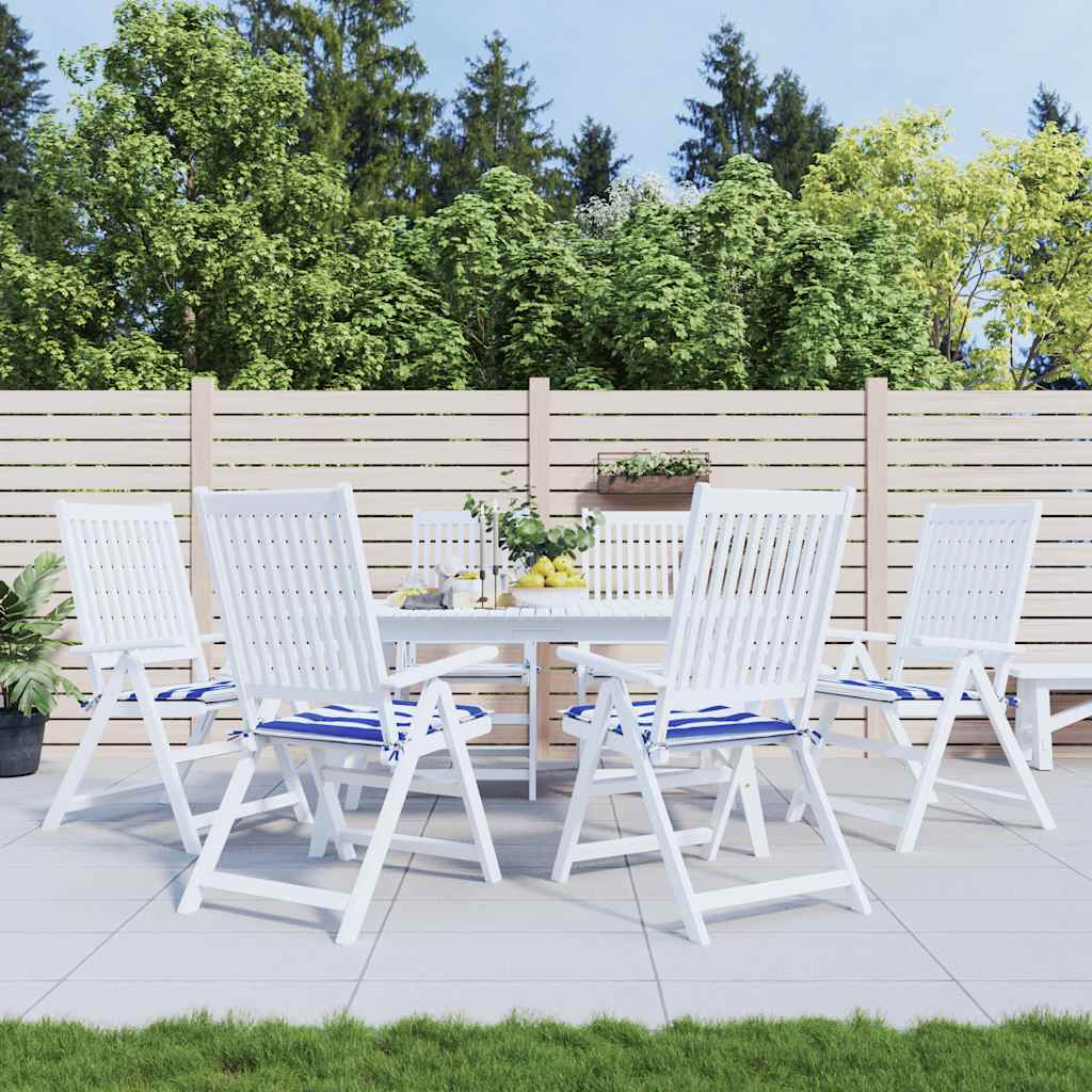 Vidaxl tuinstoelkussens 6 st gestreept 40x40x4 cm stof wit en blauw