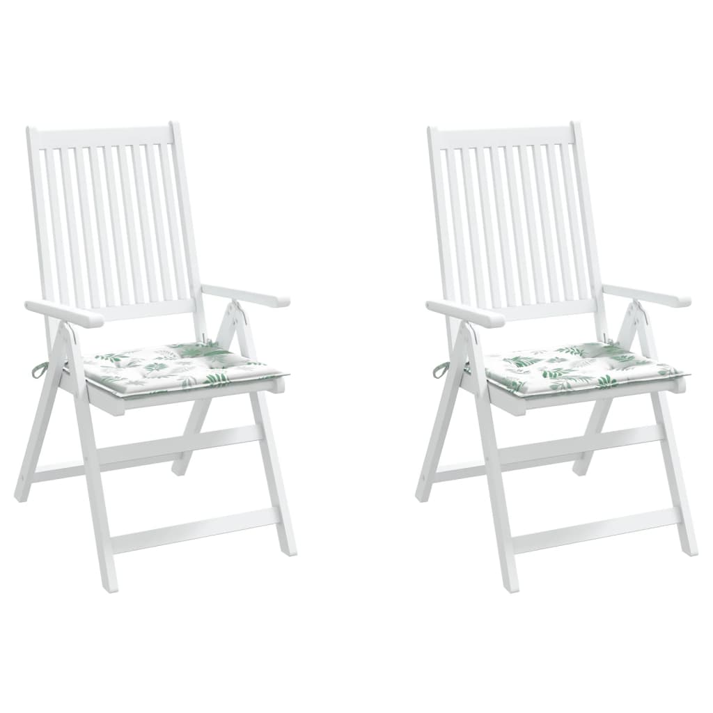 VidaXL Stoelkussens 2 st bladpatroon 40x40x3 cm stof
