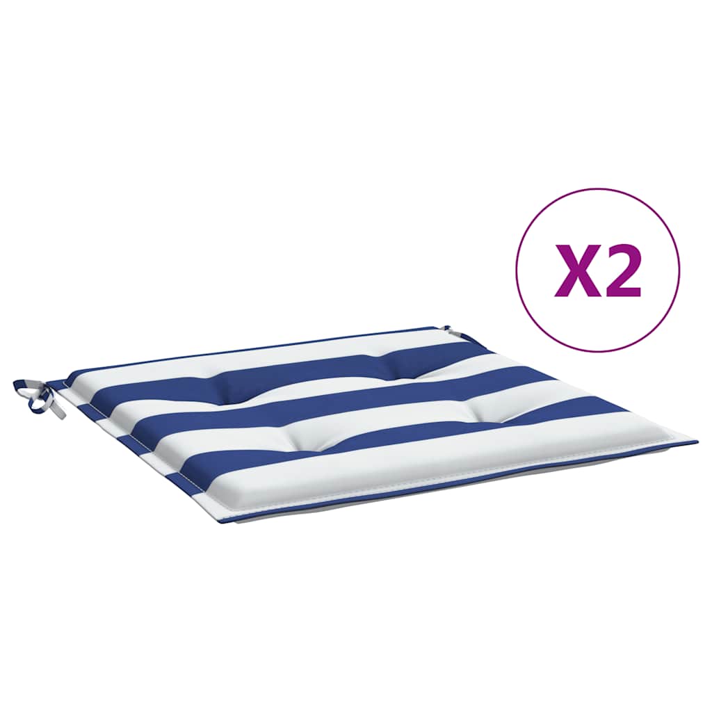 Vidaxl tuinstoelkussens 2 st gestreept 50x50x4 cm stof wit en blauw