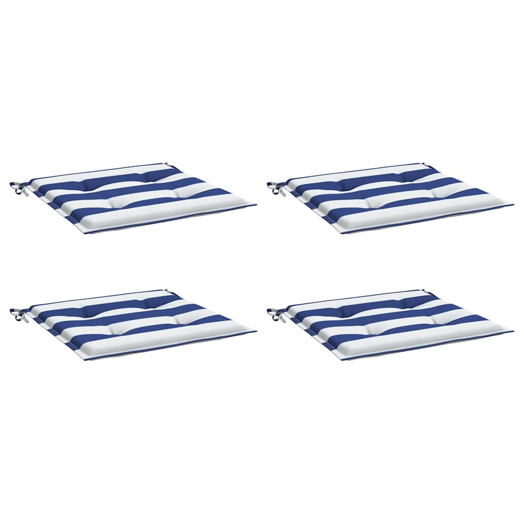 Vidaxl tuinstoelkussens 4 st gestreept 50x50x4 cm stof wit en blauw