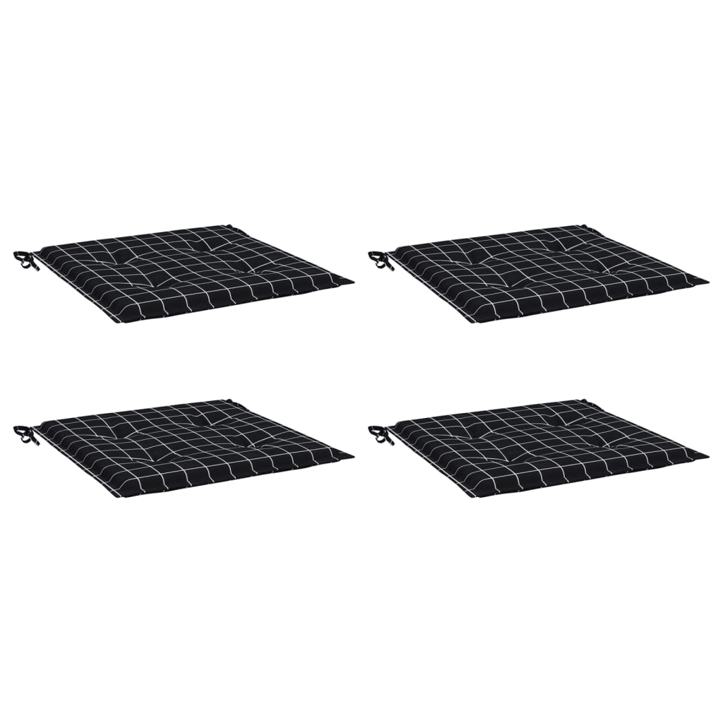 Vidaxl tuinstoelkussens 4 st ruitpatroon 50x50x3 cm stof zwart