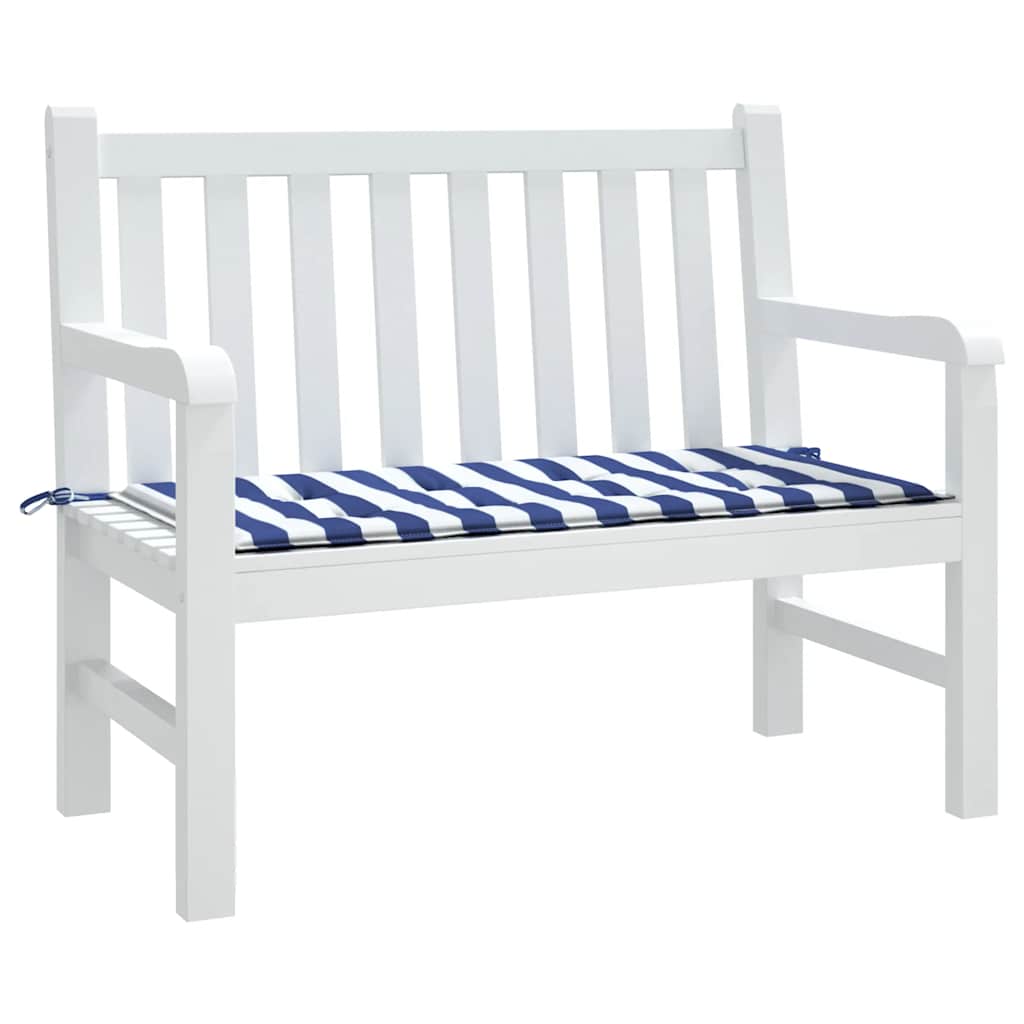 Vidaxl tuinbankkussen gestreept 120x50x4 cm oxford stof wit en blauw