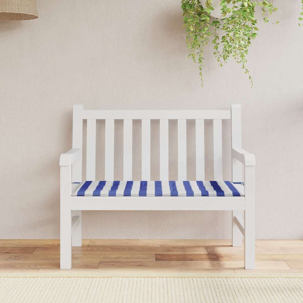 Vidaxl tuinbankkussen gestreept 120x50x4 cm oxford stof wit en blauw