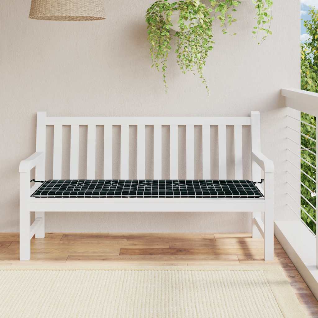 Vidaxl tuinbankkussen ruitpatroon 150x50x4 cm oxford stof zwart