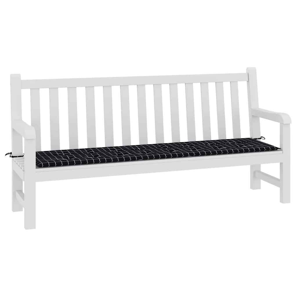 Vidaxl tuinbankkussen ruitpatroon 200x50x4 cm stof zwart