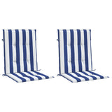 Vidaxl stoelkussens 2 st lage rug gestreept stof wit en blauw