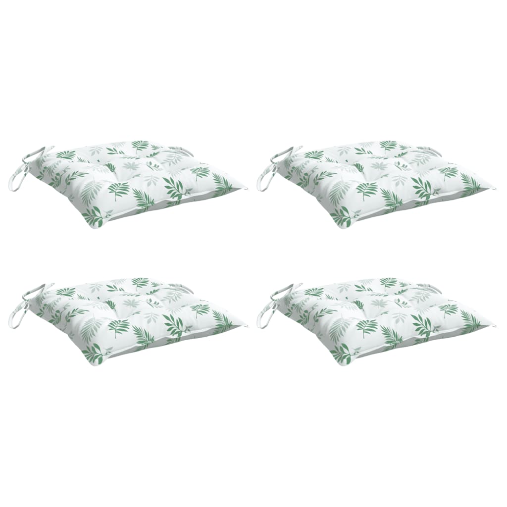 Vidaxl stoelkussens 4 st 50x50x7 cm stof bladpatroon