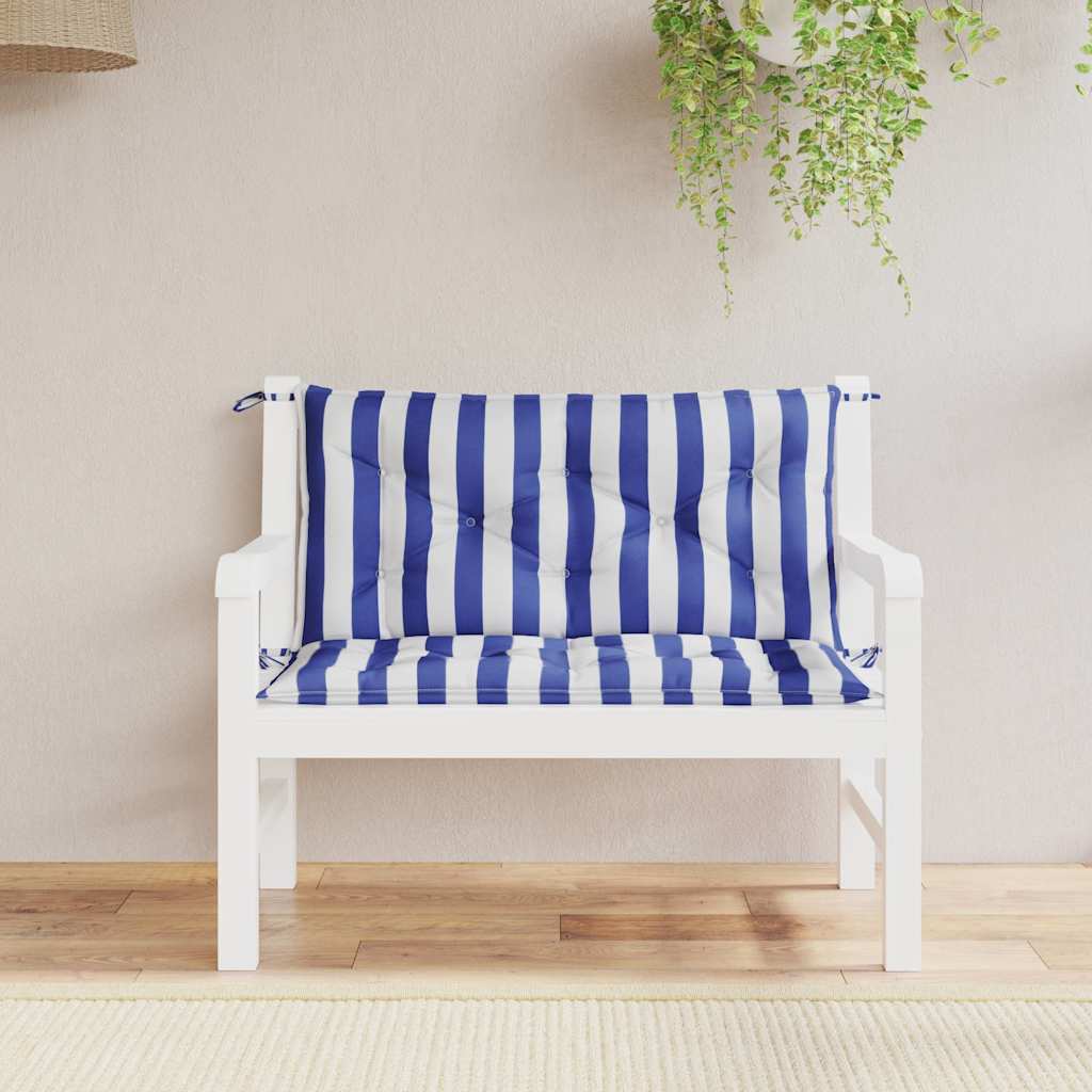 Vidaxl tuinbankkussens 2 st gestreept 100x50x7 cm stof wit en blauw