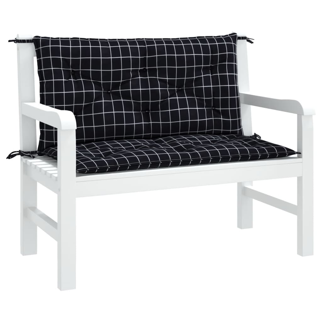 VidaXL Tuinbankkussens 2 st ruitpatroon 100x50x7 cm stof zwart