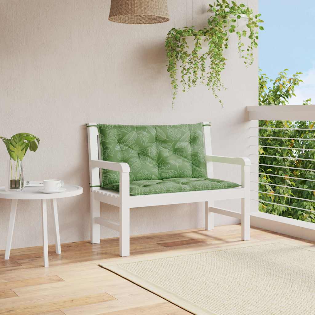 Vidaxl tuinbankkussens 2 st bladpatroon 100x50x7 cm stof