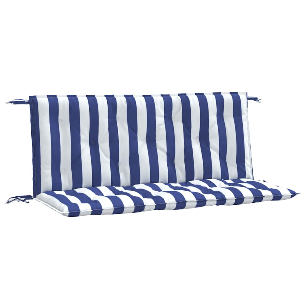 Vidaxl tuinbankkussens 2 st gestreept 120x50x7 cm stof wit en blauw