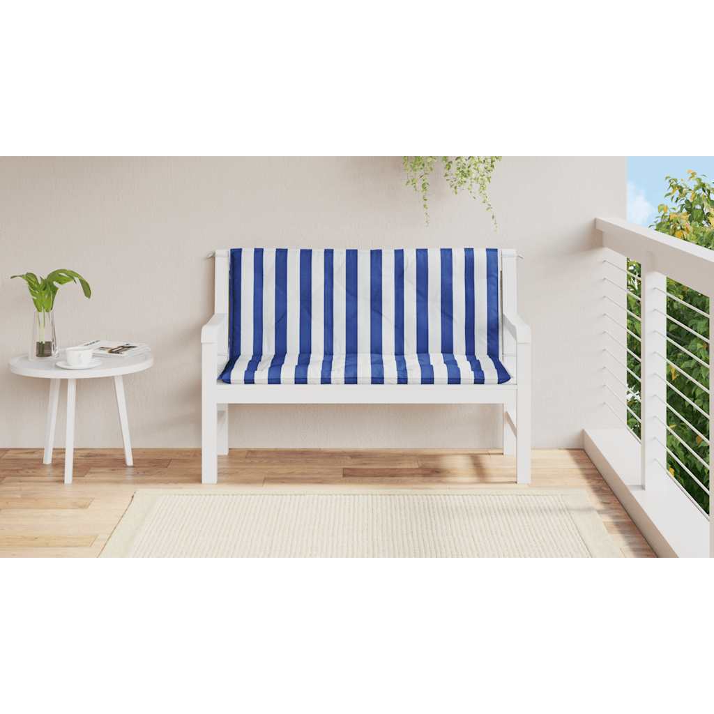 Vidaxl tuinbankkussens 2 st gestreept 120x50x7 cm stof wit en blauw