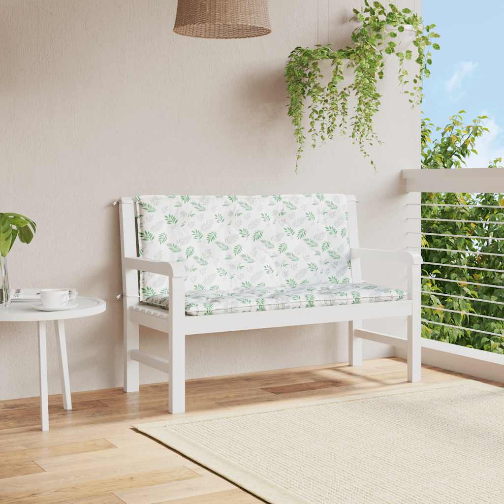 Vidaxl tuinbankkussens 2 st bladpatroon 120x50x7 cm stof