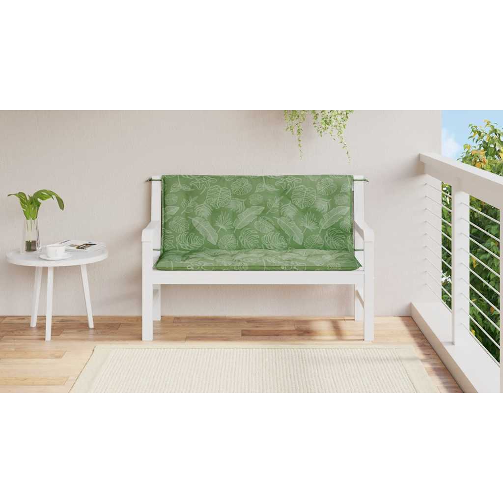 Vidaxl tuinbankkussens 2 st bladpatroon 120x50x7 cm stof