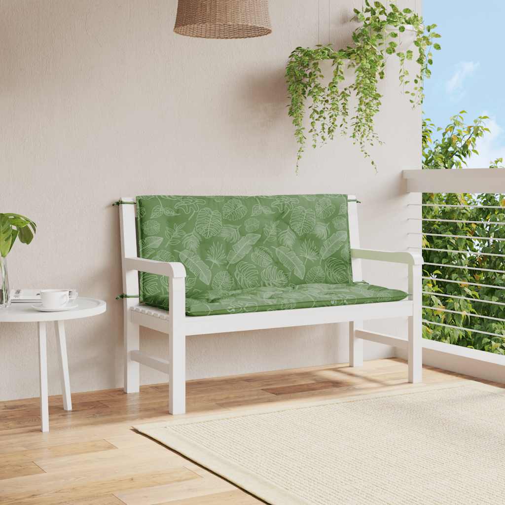 Vidaxl tuinbankkussens 2 st bladpatroon 120x50x7 cm stof