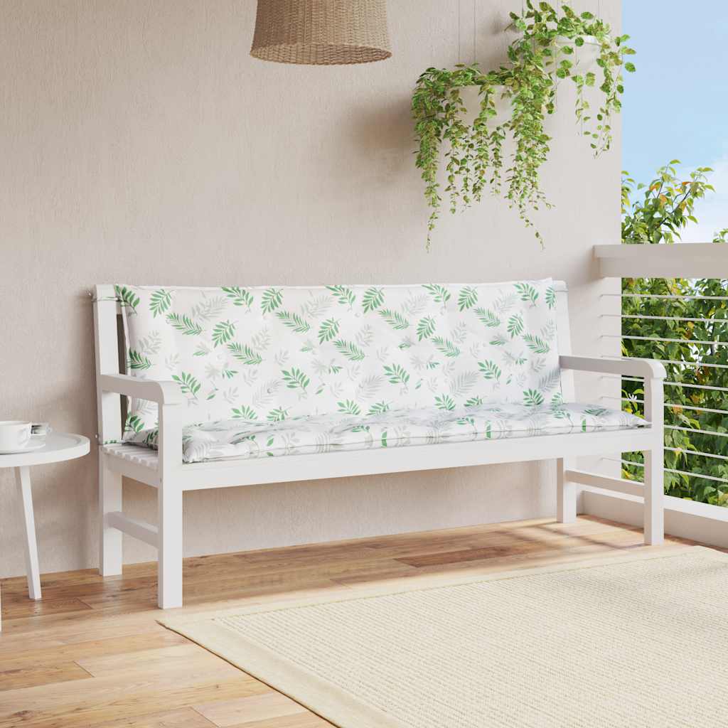 Vidaxl tuinbankkussens 2 st bladpatroon 150x50x7 cm stof