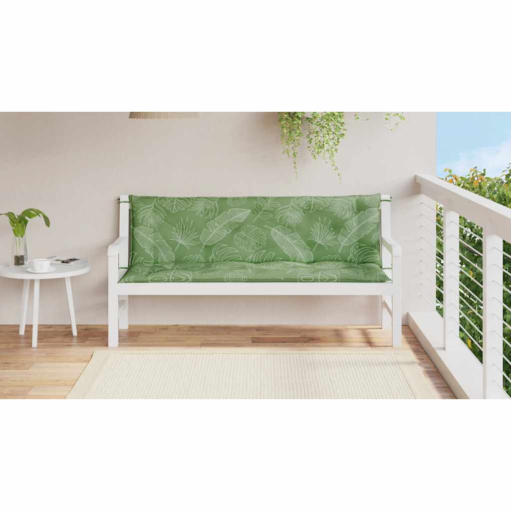 Vidaxl tuinbankkussens 2 st bladpatroon 150x50x7 cm stof