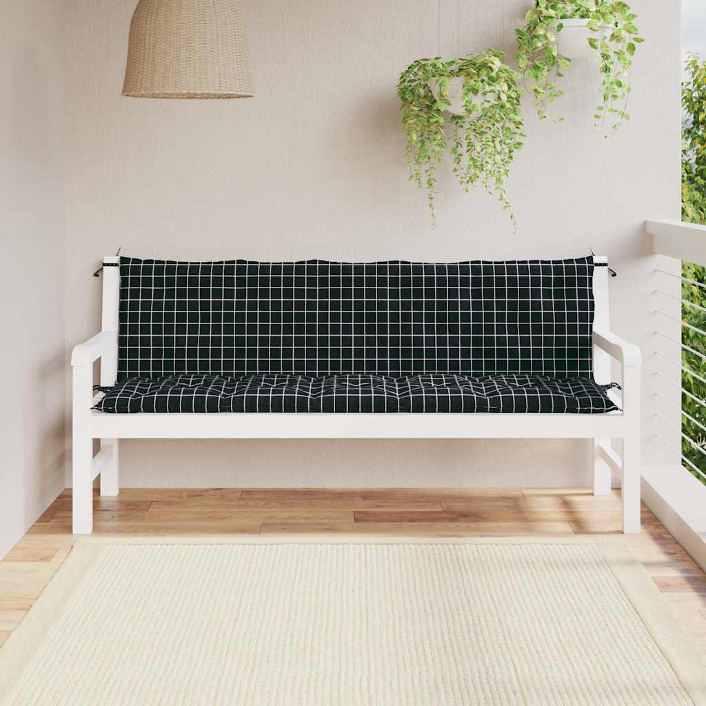 Vidaxl tuinbankkussens 2 st oxford stof ruitpatroon zwart