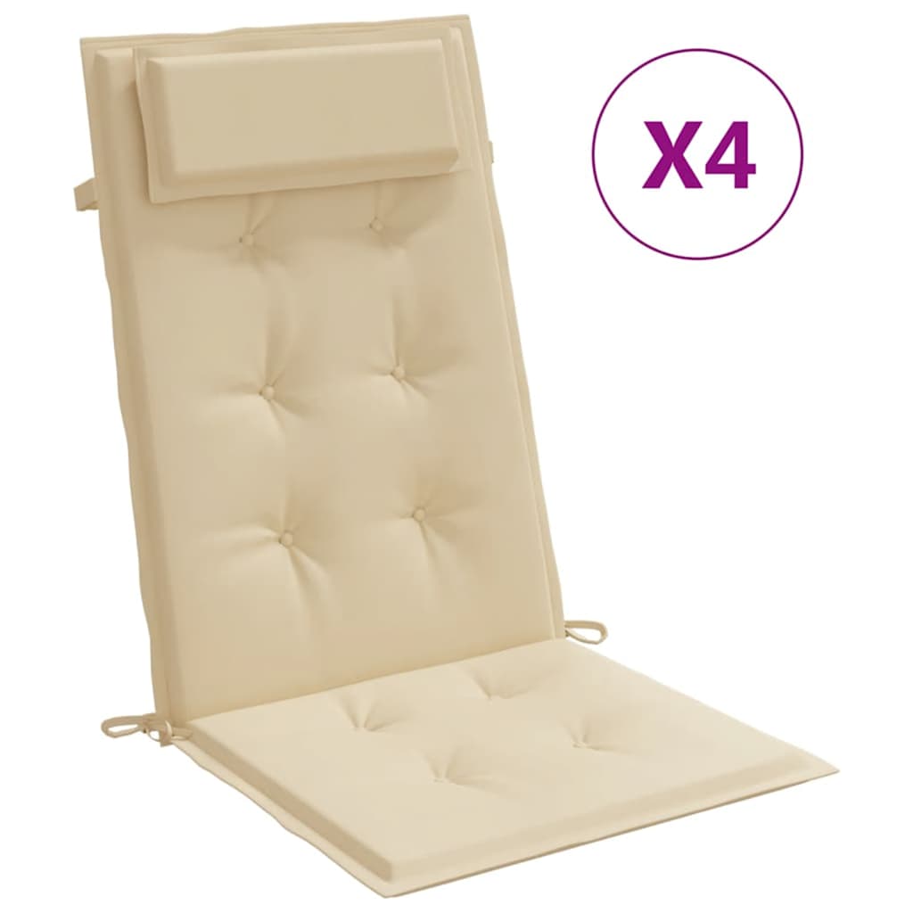 Vidaxl stoelkussens 4 st hoge rug oxford stof beige
