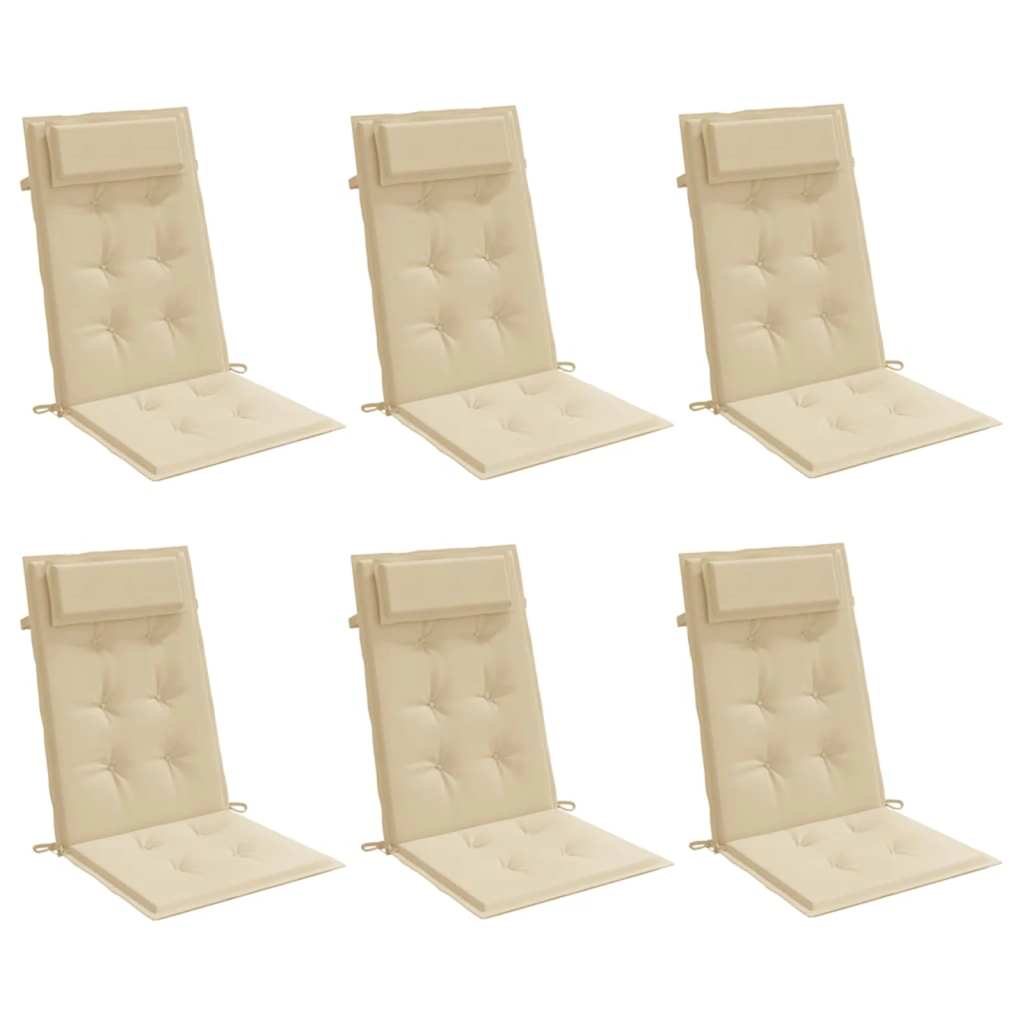 Vidaxl stoelkussens 6 st hoge rug oxford stof beige