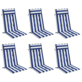 Vidaxl stoelkussens 6 st hoge rug gestreept stof oxford wit en blauw