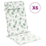 Vidaxl stoelkussens 6 st hoge rug bladpatroon oxford stof