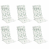 Vidaxl stoelkussens 6 st hoge rug bladpatroon oxford stof