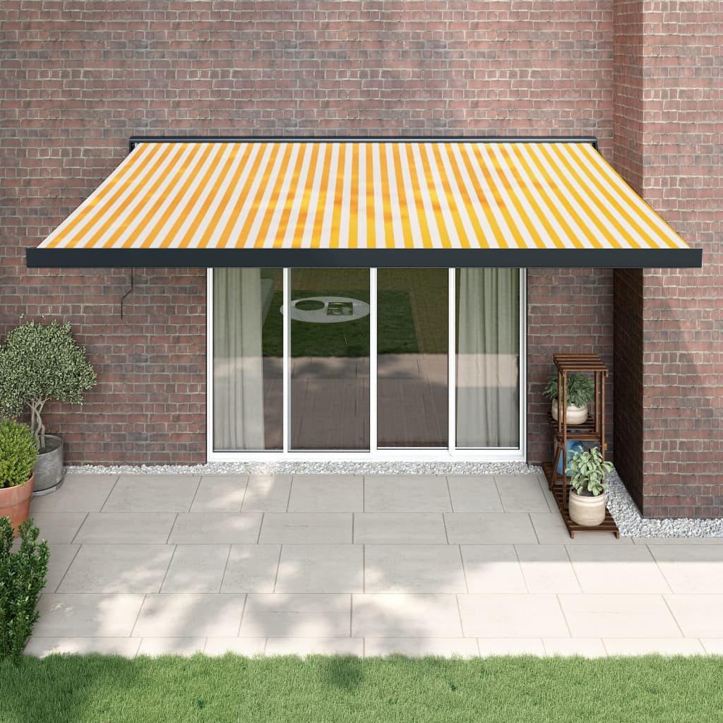 VidaXL Luifel uittrekbaar 4,5x3 m stof en aluminium geel en wit