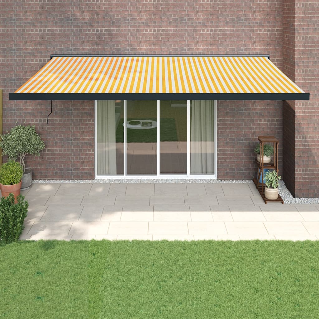 VidaXL Luifel uittrekbaar 5x3 m stof en aluminium geel en wit