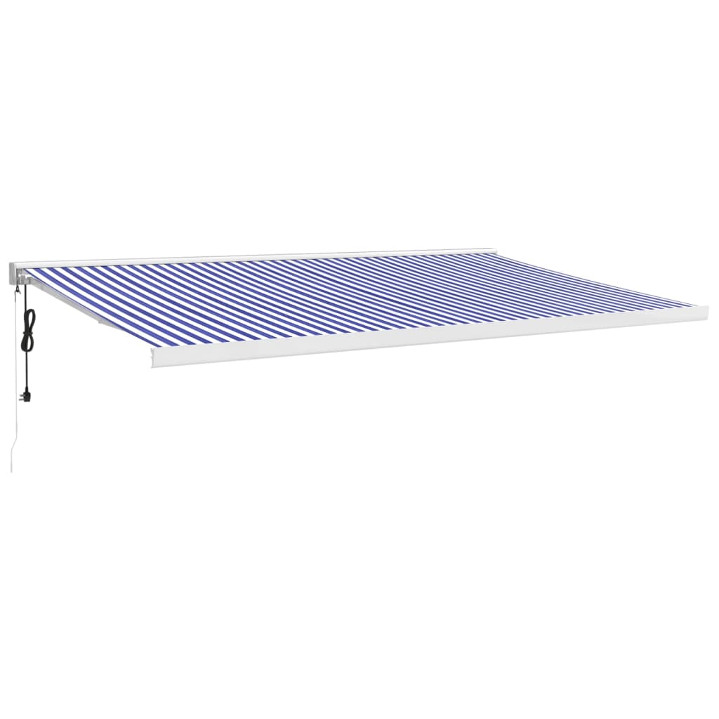 VidaXL Luifel uittrekbaar 5x3 m stof en aluminium blauw en wit