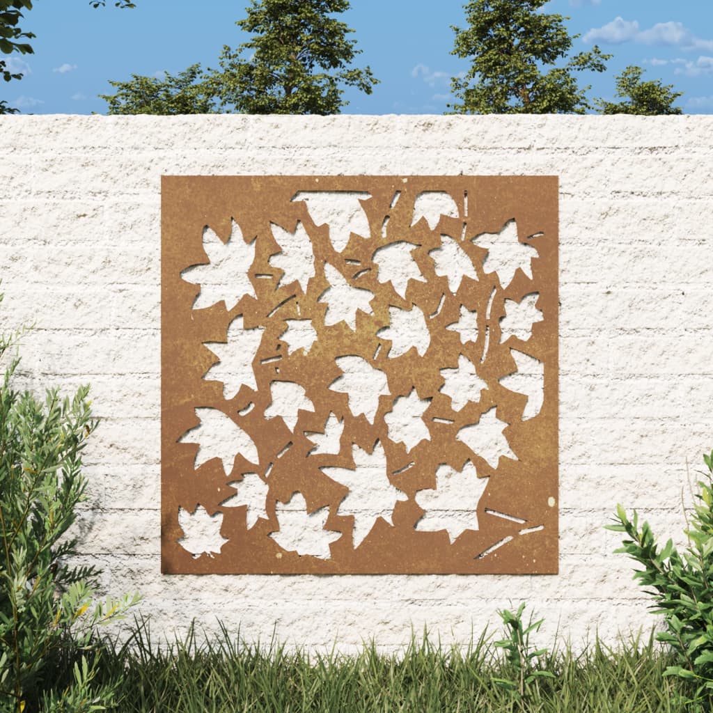Vidaxl wanddecoratie tuin esdoornbladontwerp 55x55 cm cortenstaal