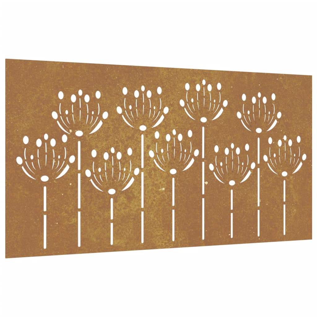 Vidaxl wanddecoratie tuin bloemenontwerp 105x55 cm cortenstaal