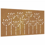 Vidaxl wanddecoratie tuin bloemenontwerp 105x55 cm cortenstaal
