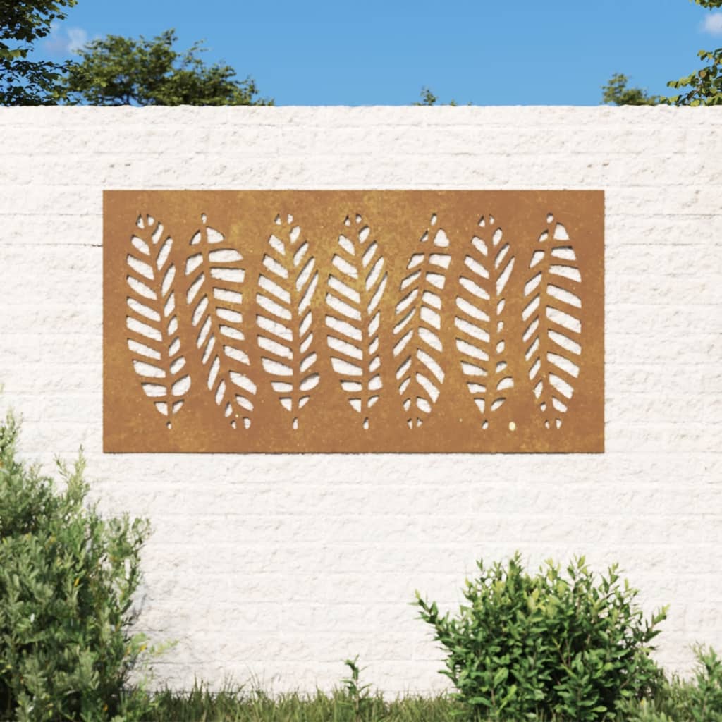Vidaxl wanddecoratie tuin bladontwerp 105x55 cm cortenstaal