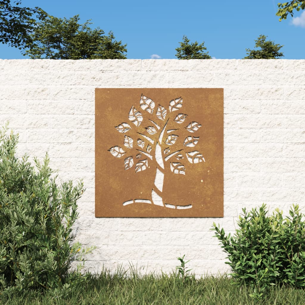 Vidaxl wanddecoratie tuin boomontwerp 55x55 cm cortenstaal