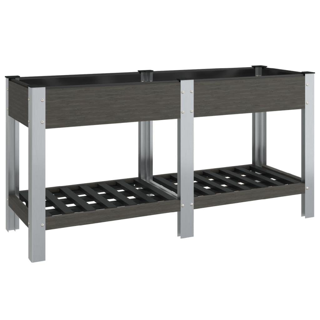 Vidaxl plantenbak verhoogd met schap 175x50x75 cm hkc grijs