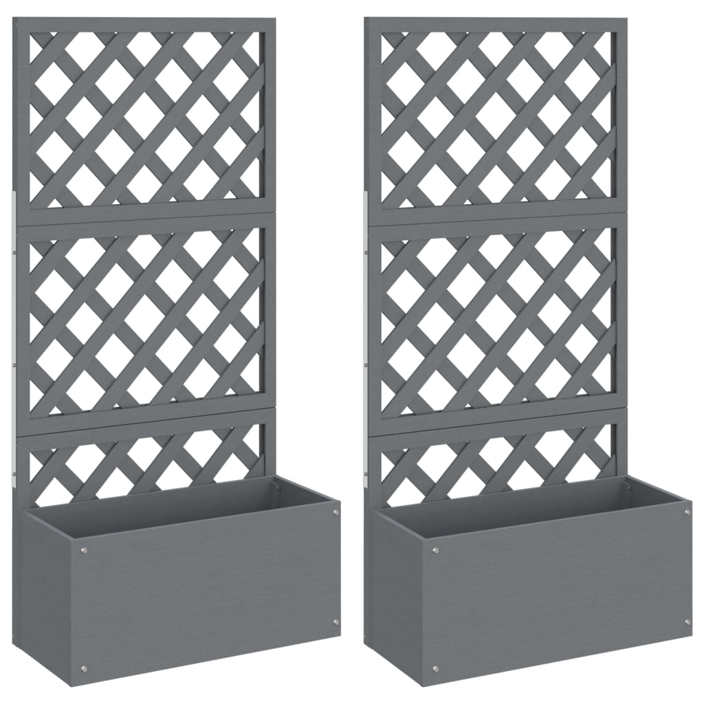VidaXL Plantenbakken met latwerk 2 st 65x33x135 cm HKC grijs