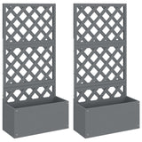 VidaXL Plantenbakken met latwerk 2 st 65x33x135 cm HKC grijs