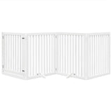 Vidaxl hondenhek inklapbaar met deur 4 panelen 320 cm populierhout wit