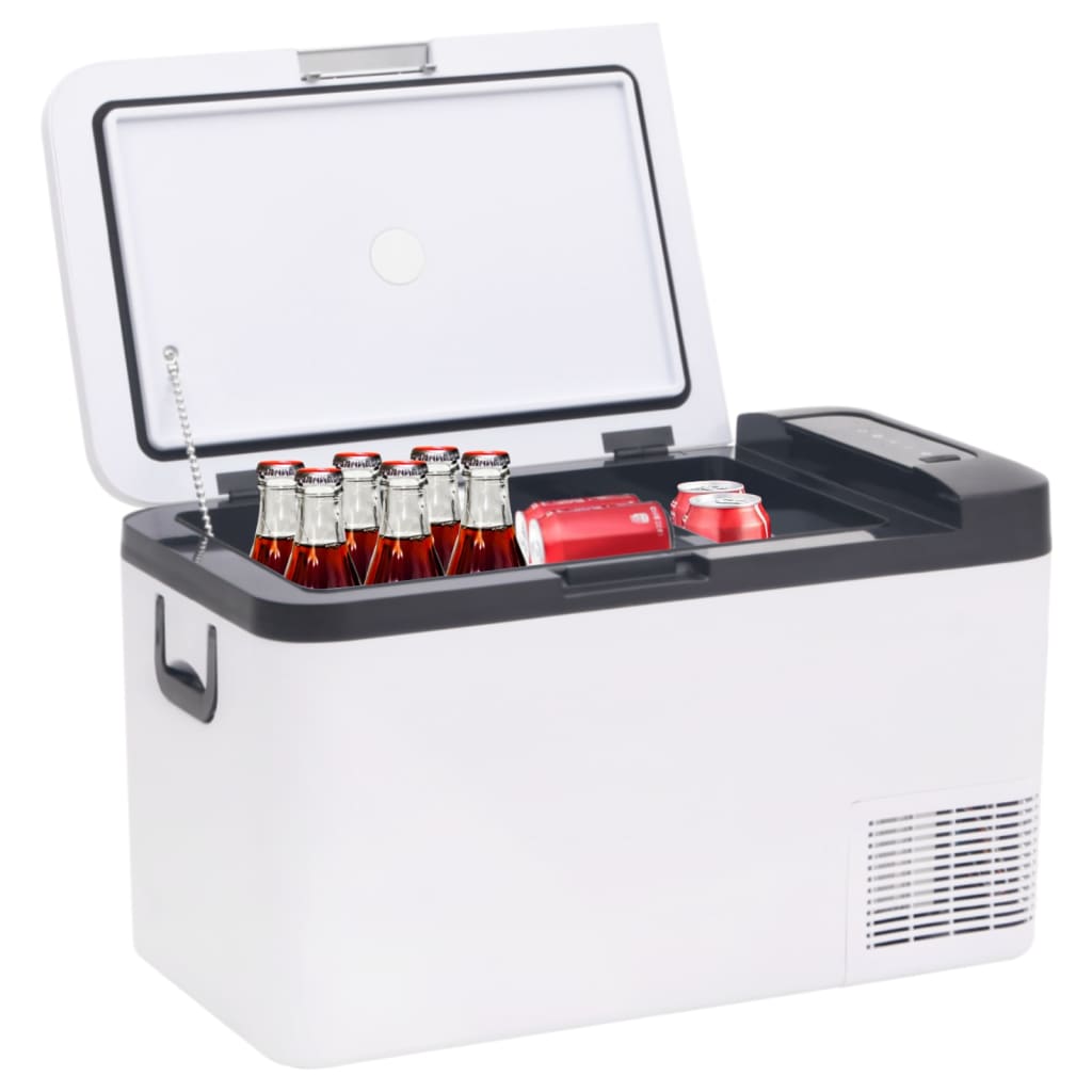 VidaXL Koelbox met handvat en adapter 18 L PP PE zwart en wit