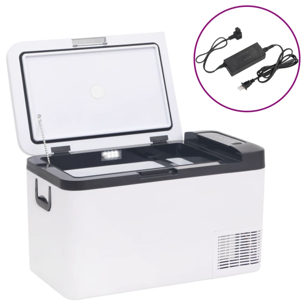 VidaXL Koelbox met handvat en adapter 25 L PP PE zwart en wit